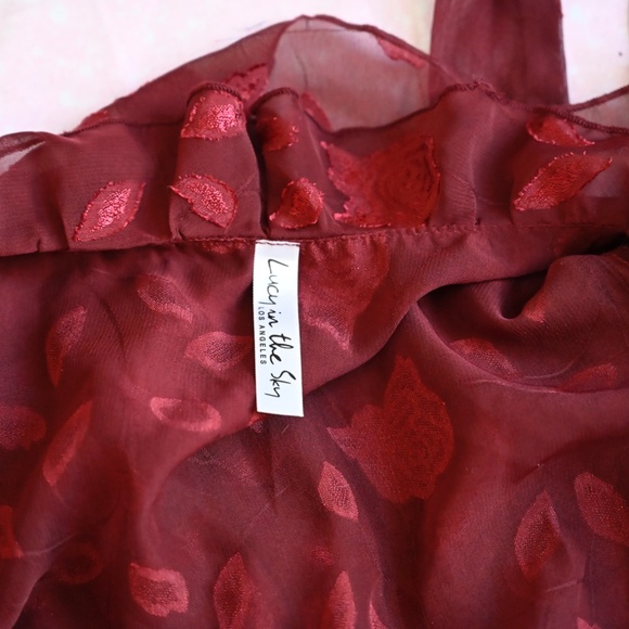 Lucy in the Sky Betty Wrap Mini Dress — Merlot Floral Chiffon - Picture 3 of 4